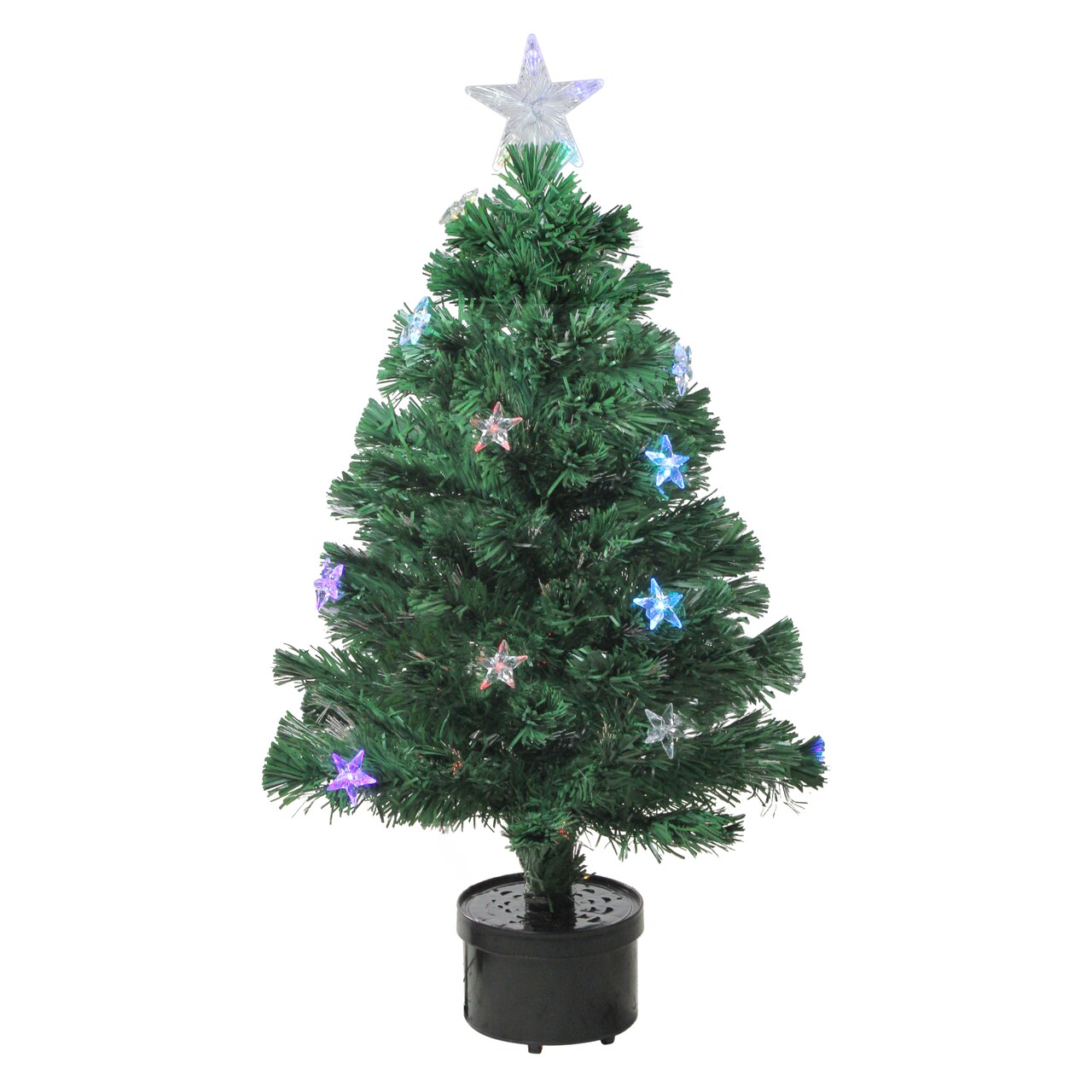Northlight Pre-Lit Stars Color Changing Fiber Optic Artificial Christmas Tree - 3' - Multi LED Lights